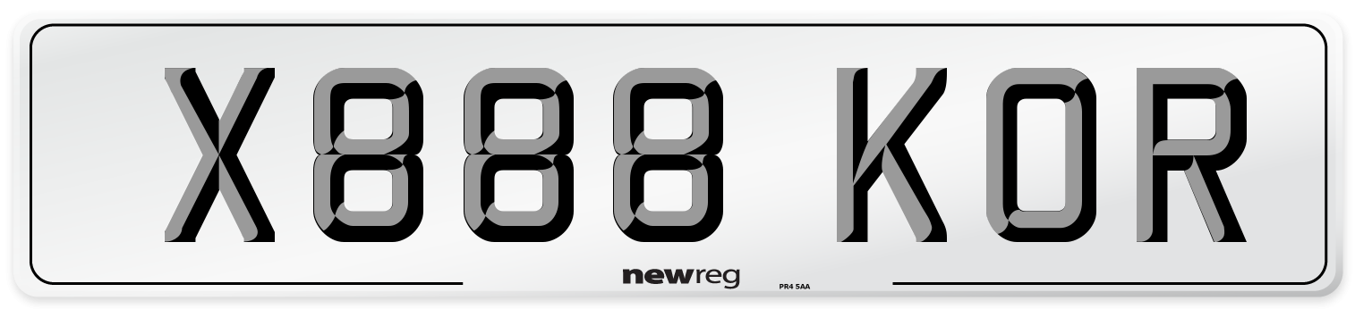 X888 KOR Number Plate from New Reg